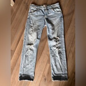 Agolde Light Wash Distressed Straight Leg Jeans